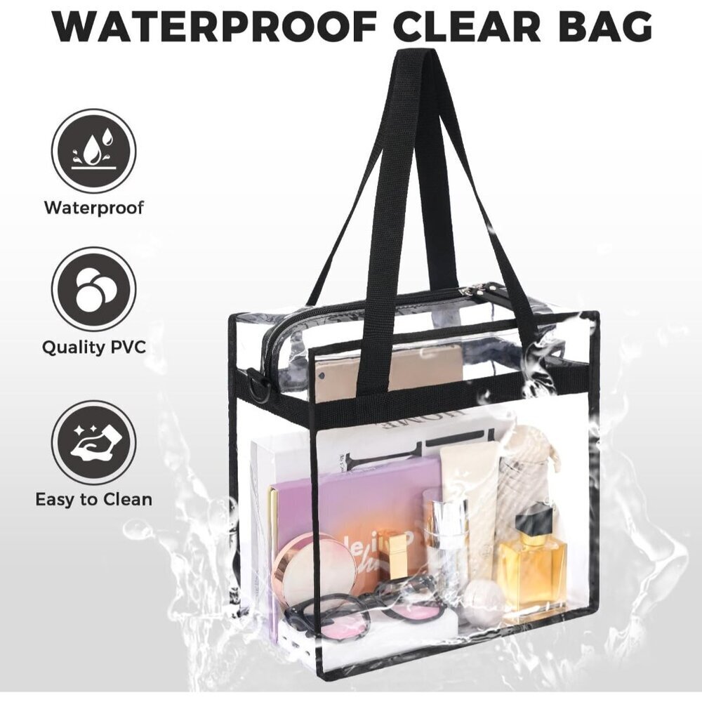 Durable Clear Tote Bag 12x6x12 - Ideal for Events with Adjustable Shoulder Strap - Picture 6 of 7